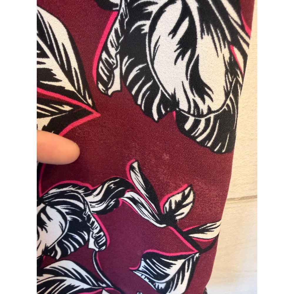Hobbs London Burgundy Floral Bell Sleeve Shift Dress Size US 6 UK 10 - Picture 6 of 7